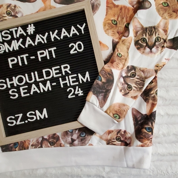 Freeze Cat kitten heads graphic sweatshirt Small white hello kitty cat lady - Picture 4 of 10